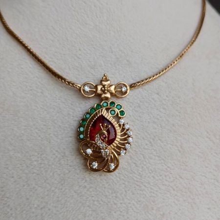 Handmade Brass Metal Jewellery Peacock Pendant Set